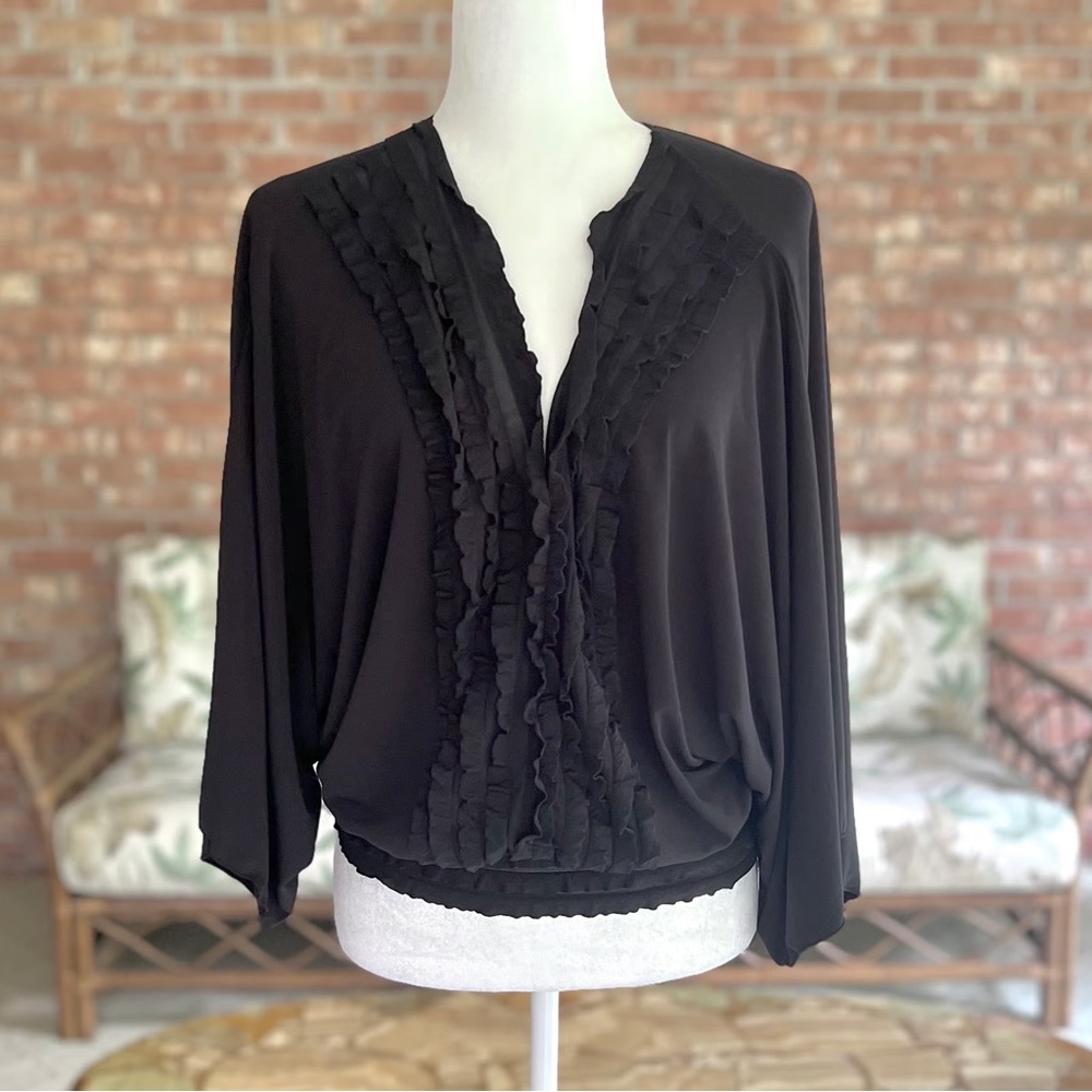 Studio M Black Ruffle Detail Blouse